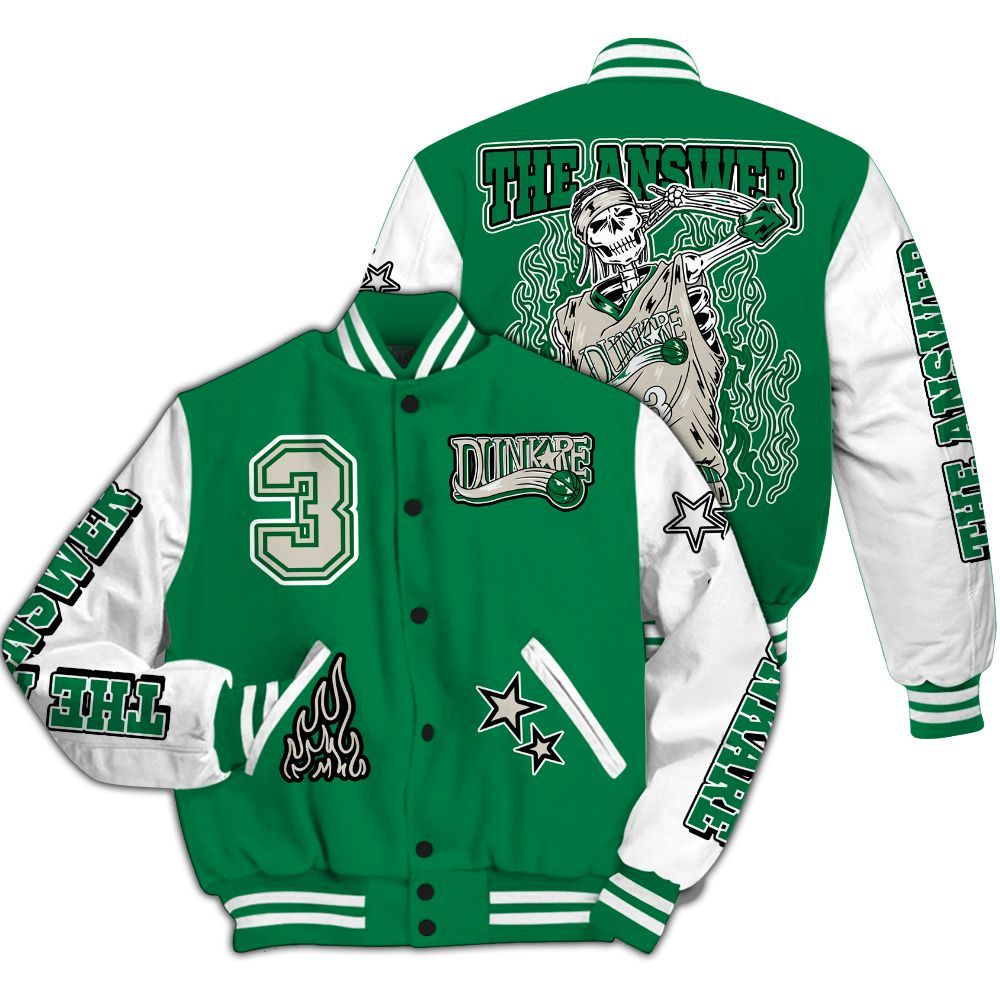Varsity Jacket To Match Lucky Green 2s - Allen Answer Skeleton All Over Print