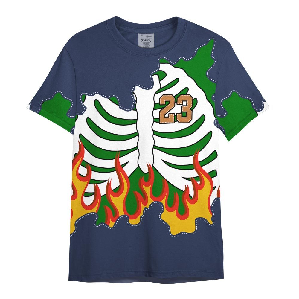 Shirt To Match Midnight Navy 13s - Number 23 Skeleton Flame Shirt Outfit