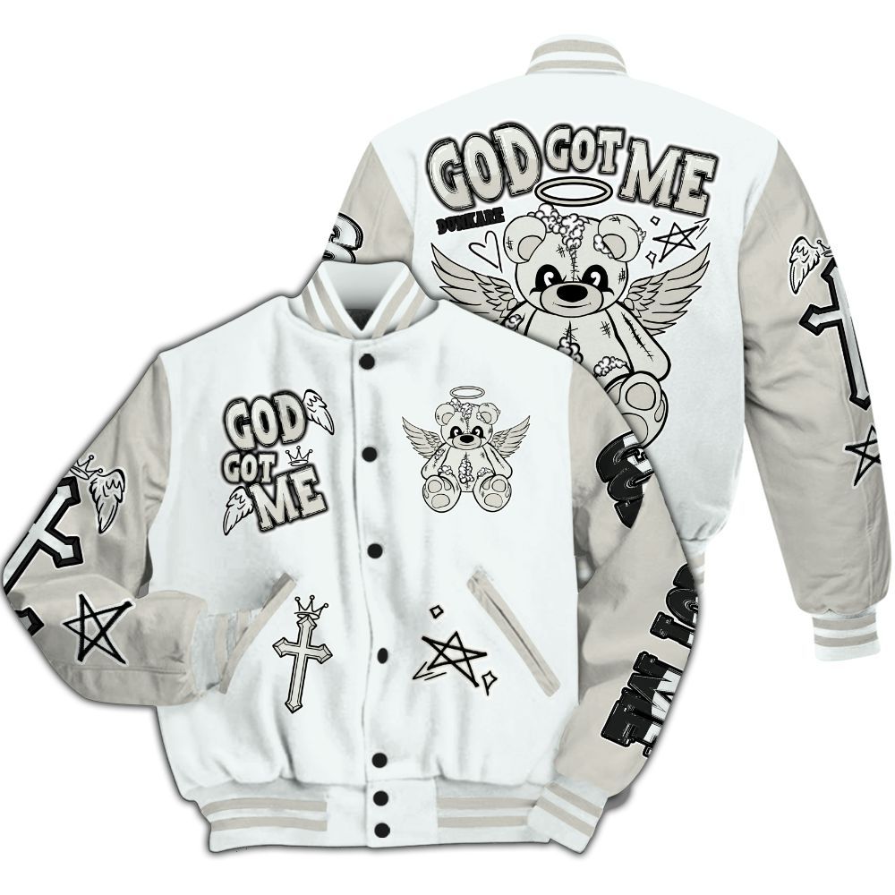 Varsity Jacket To Match Air Max 1 Jacquemus White - Gods Guides Me Bear All Over Print