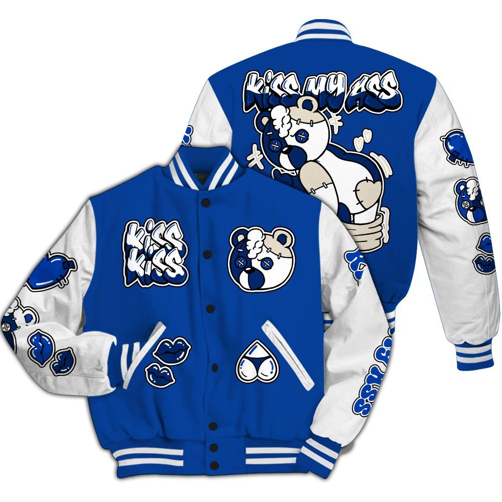 Varsity Jacket To Match Low Game Royal 1s - Kiss My Hugz All Over Print