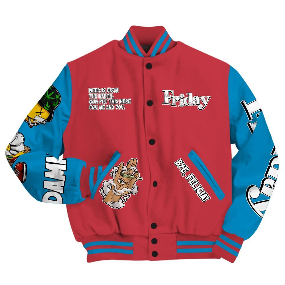 Varsity Jacket To Match High OG University Red Dark Powder Blue 1s Shirt, Friday Sneaker Stress Style All Over Print