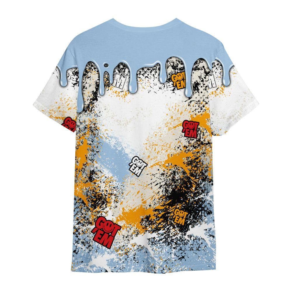 Shirt To Match Retro High OG Pale Ivory Psychic Blue 1s - Dripping 23 Drip All Over Print