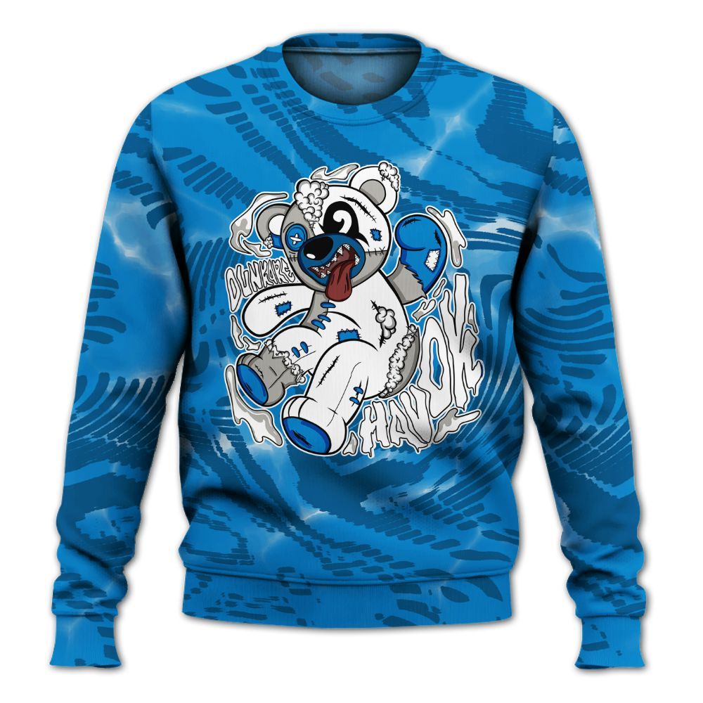 Sweatshirt To Match Military Blue 4s - Havok Bear All Over Print