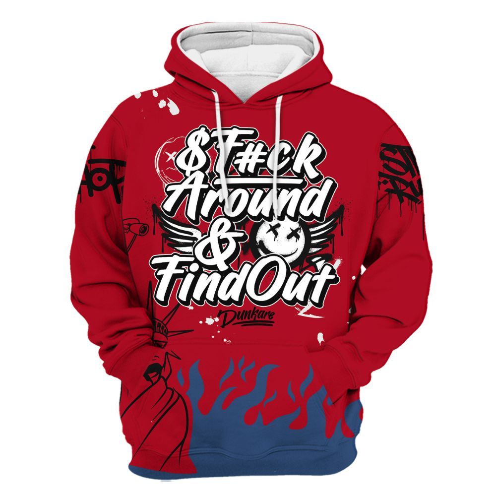 Hoodie To Match Air Griffey Max Black Red Navy Blue 1s - Graphic Fck Around Find Out All Over Print