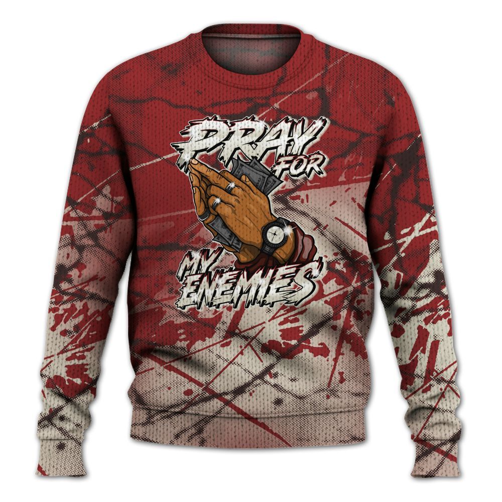 Knitted Sweater To Match High 85 Bred 1s - Prayed For Enemies Graphic