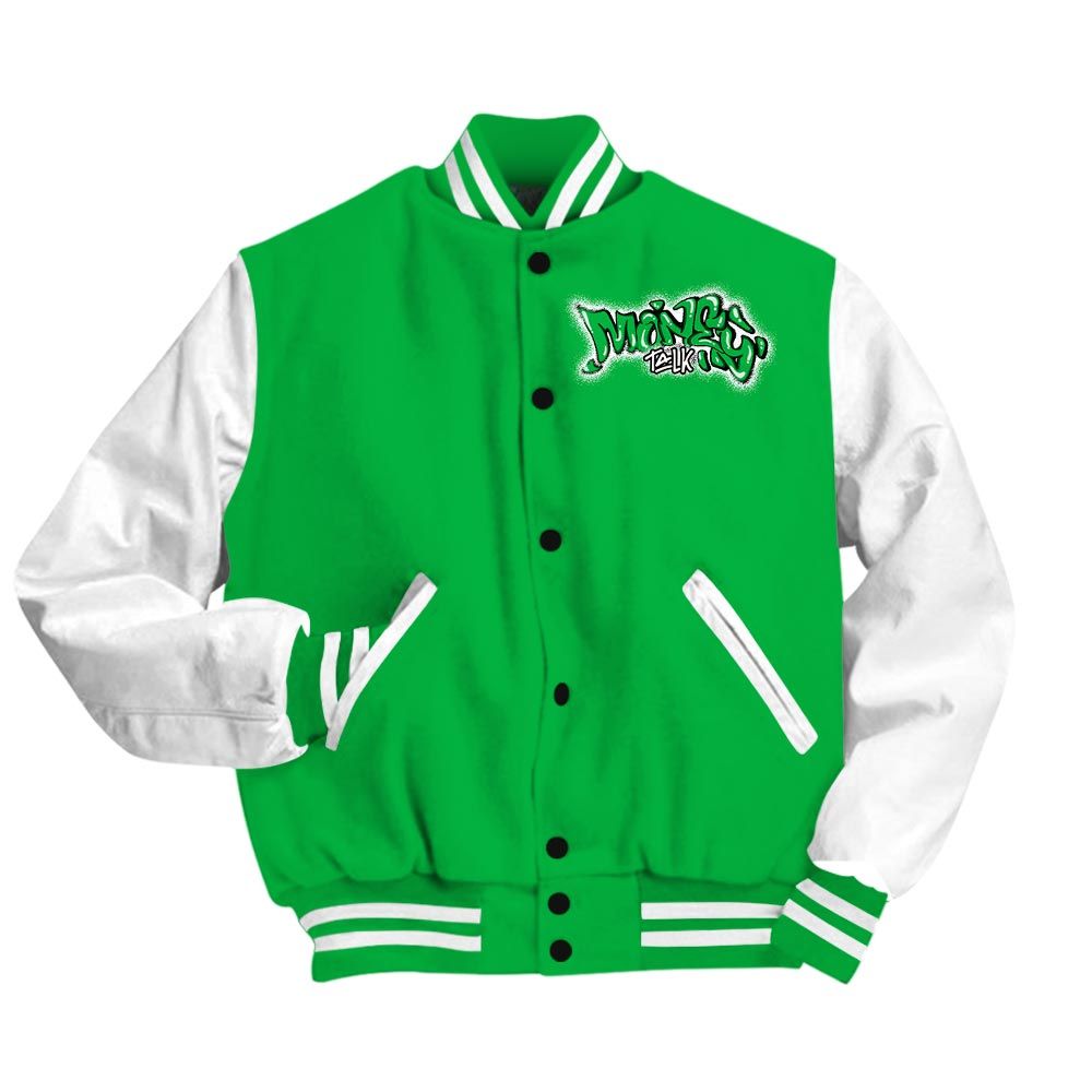 Varsity Jacket To Match Varsity Money Talk Rap, Lucky Green 5s T-Shirt, To Match Sneaker Lucky Green 5s Baseball Varsity Jacket LTRP