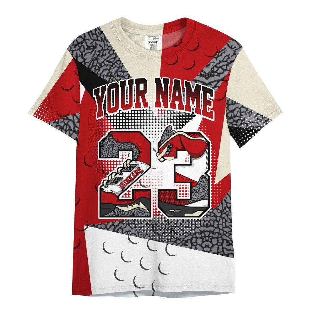Shirt To Match Cement Grey 3s - Poly Custom Name Number 23 5s All Over Print