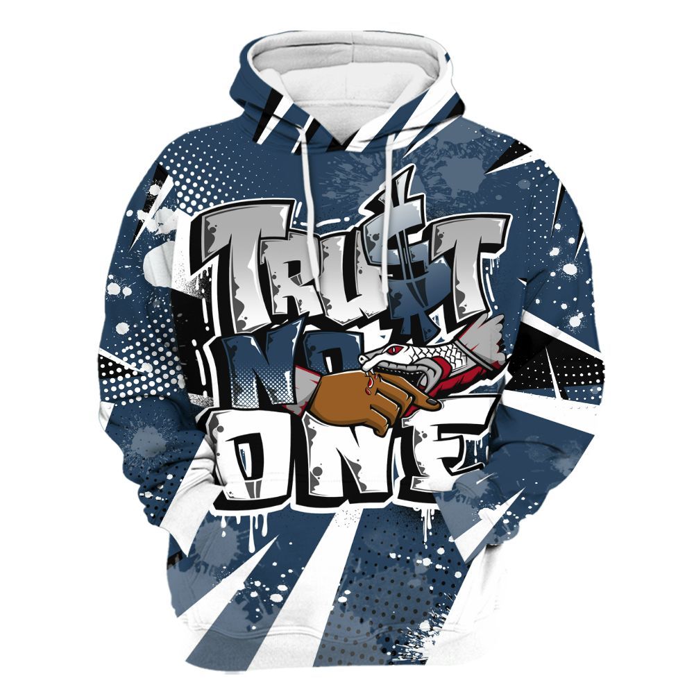 Hoodie To Match Retro French Blue 2025 12s - Poly Trust No One Dripping All Over Print