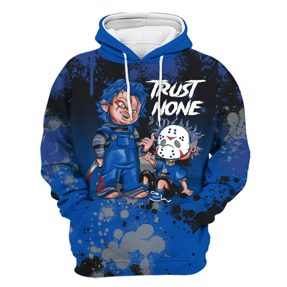 Hoodie To Match Racer Blue 5s - Trust No One Scary All Over Print