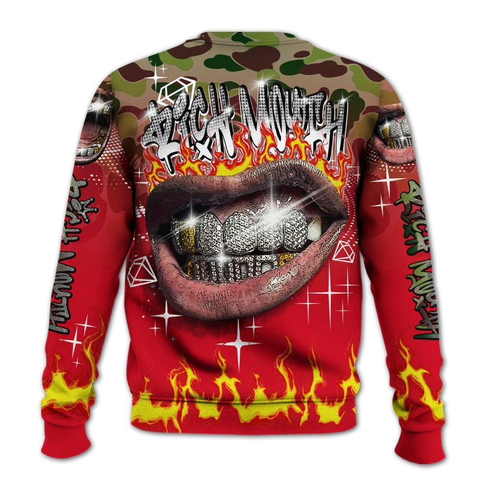Sweatshirt To Match Air Max 90 Duck Camo Red - Rich Mouth Fire Rap Retro 90s All Over Print