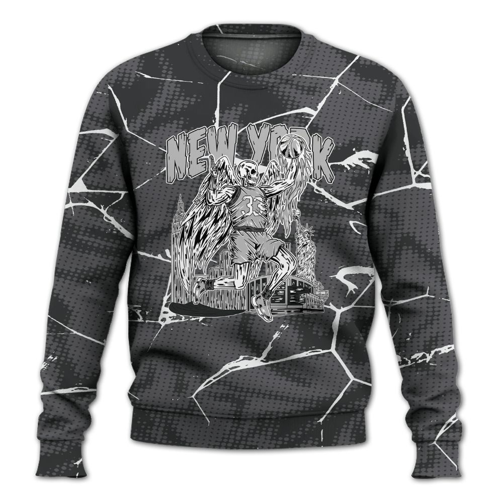 Sweatshirt To Match White Thunder 4s - Ewing Era Skeleton Crack All Over Print