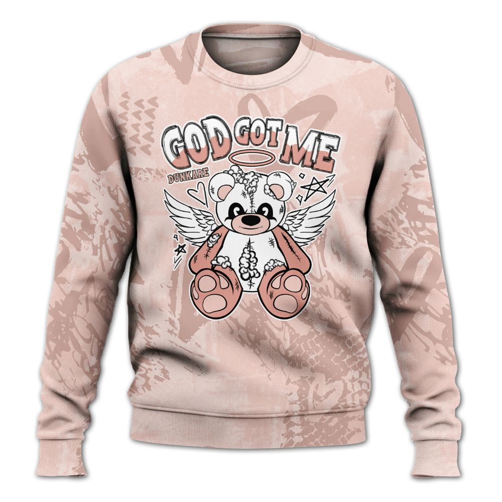 Sweatshirt To Match Low Legend Pink 11s - Gods Guides Me Bear Heart Grunge All Over Print