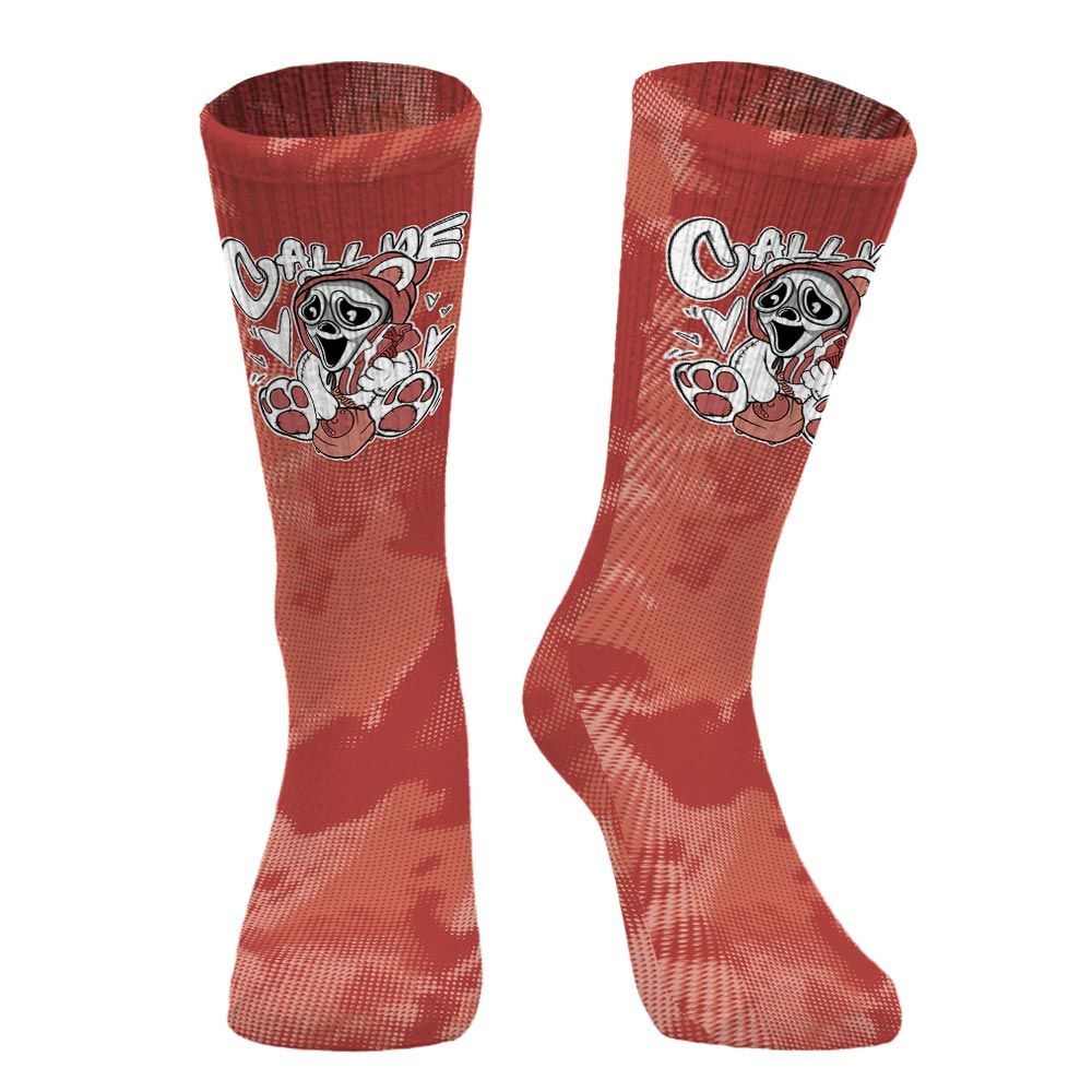 Sock To Match Dune Red 13s - Call Me Bear Halloween Abstract Halftone