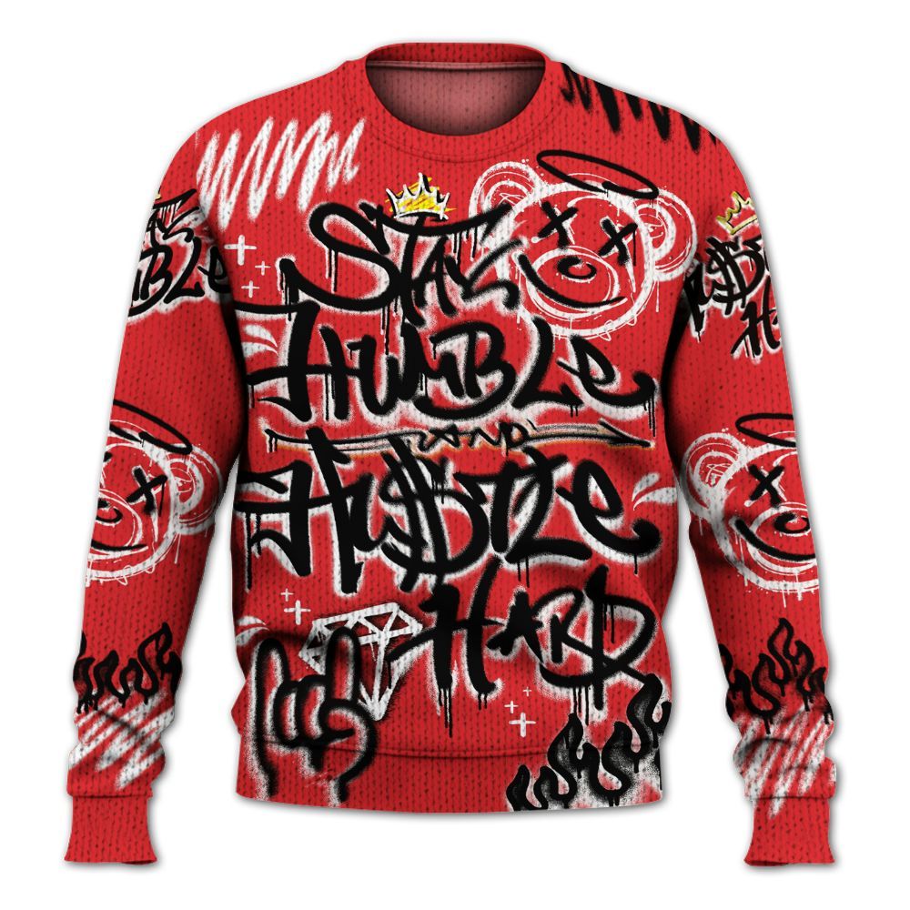 Knitted Sweater To Match Chile Red 9s - Humble Drip Streetwear Graffity