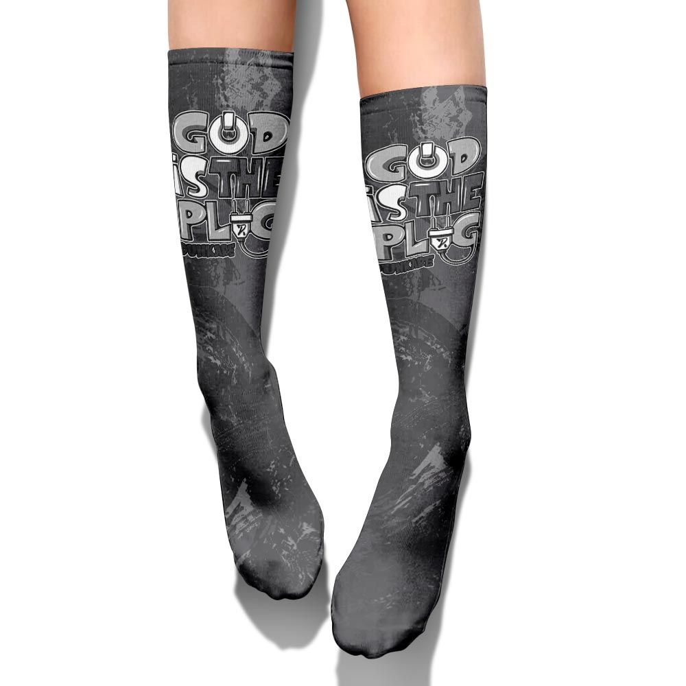 Sock To Match White Thunder 4s - God Is The Power Cord Circle Splash
