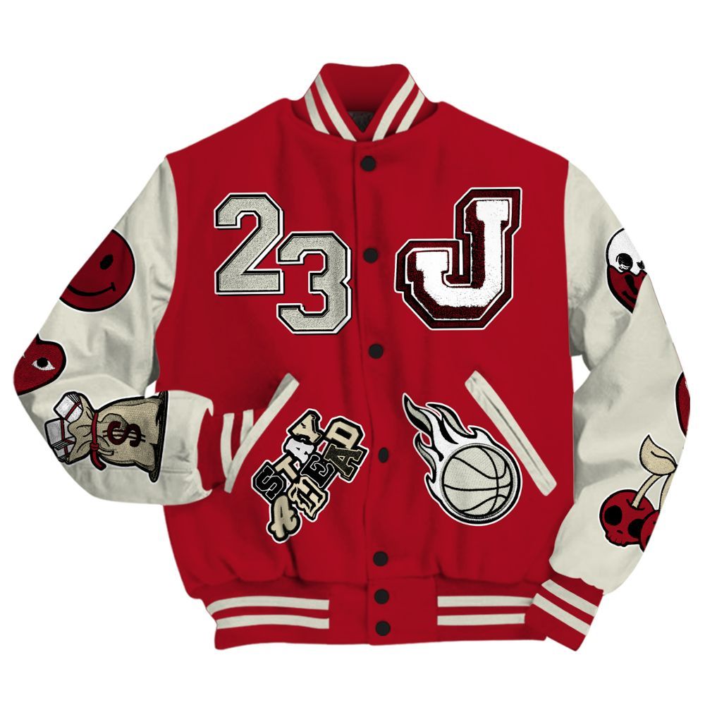 Varsity Jacket To Match 2025 High OG Cinnabar 1s - Hustles Money Number 23 All Over Print