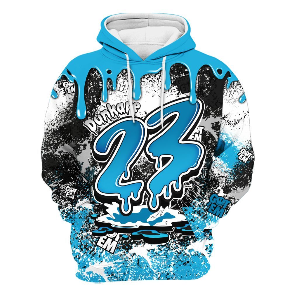 Hoodie To Match Black University Blue 2026 14s - Dripping 23 Drip All Over Print