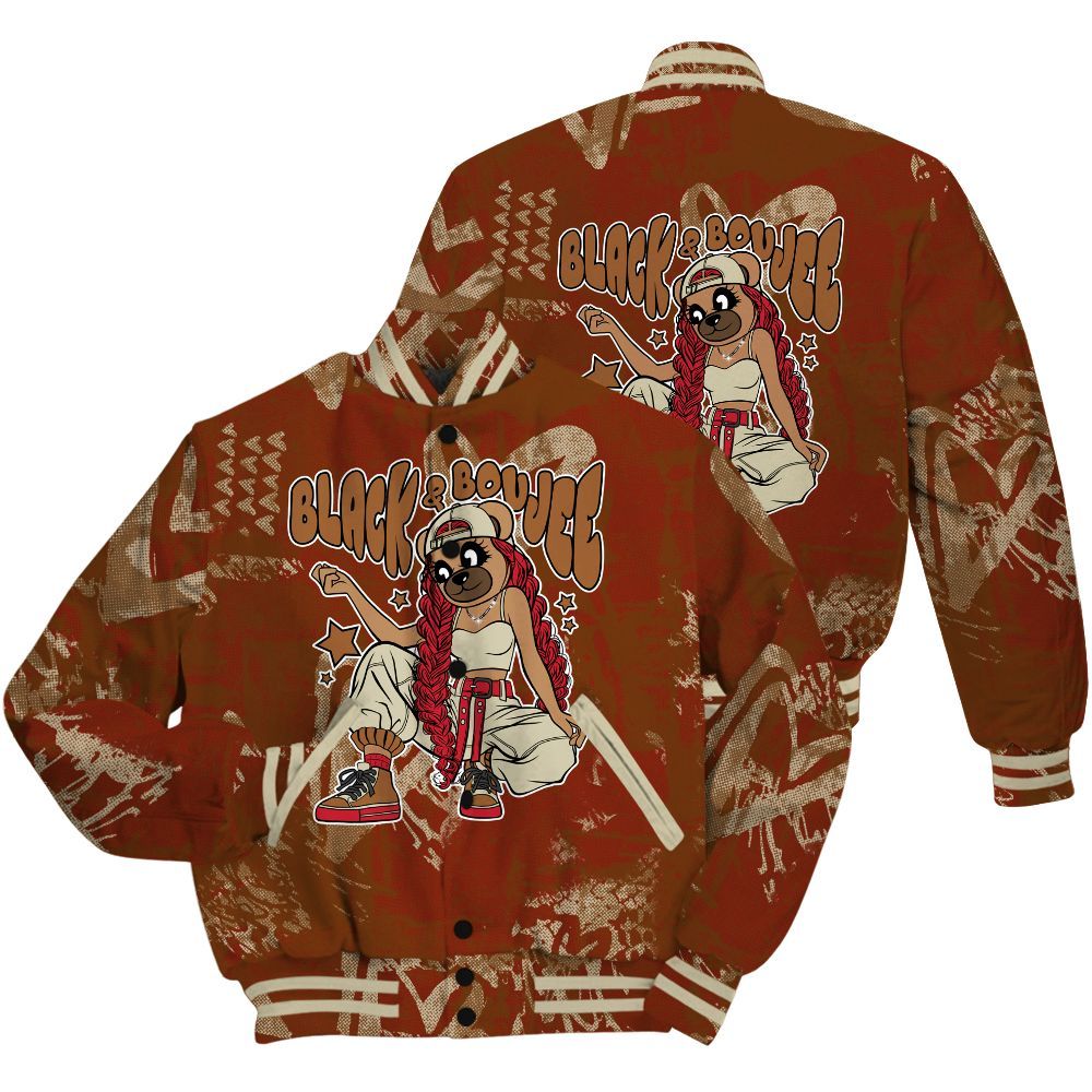 Varsity Jacket To Match Archaeo Brown 5s Shirt - Boujee Girls Bear Heart Grunge All Over Print