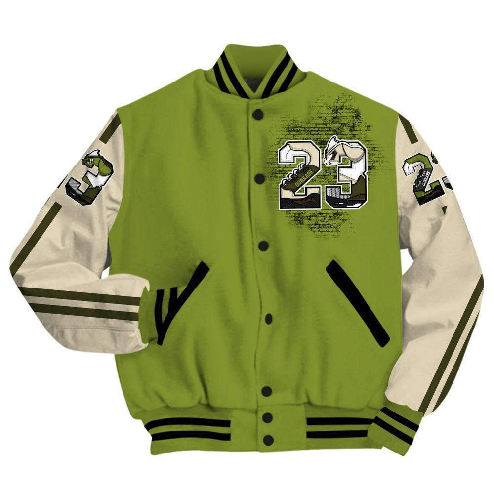 Varsity Jacket To Match SB Dunk Low Asparagus Shirt, Custom Name Number 23 5s All Over Print