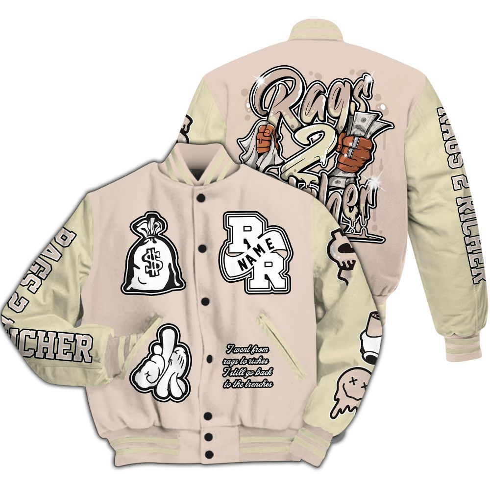 Varsity Jacket To Match A Ma Maniere X Fossil Stone 4s - Rag 2 Rich Graphic Custom Name All Over Print