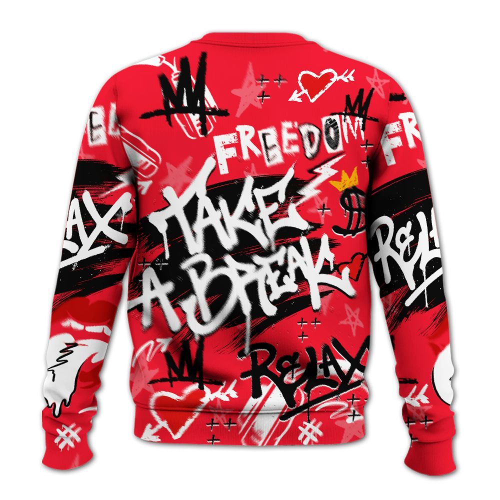 Sweatshirt To Match KD 18 Air Bakin - Take Break Freedom Graffiti Streetwear All Over Print