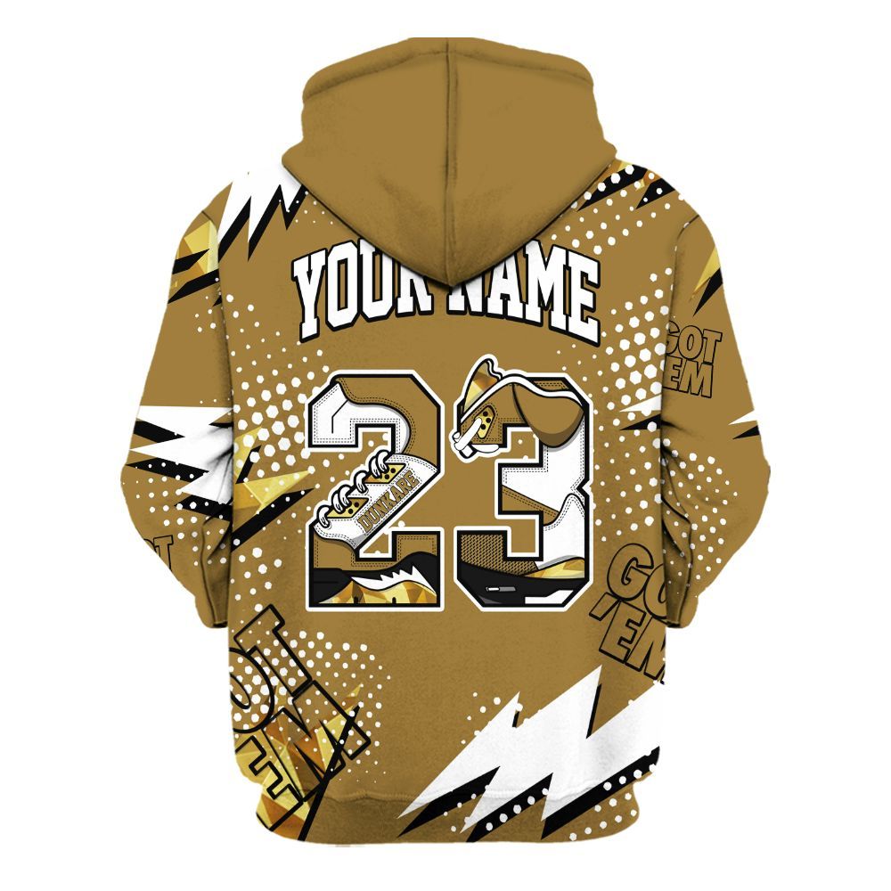 Hoodie To Match NET Gold 4s - Custom Name Number 23 5s All Over Print