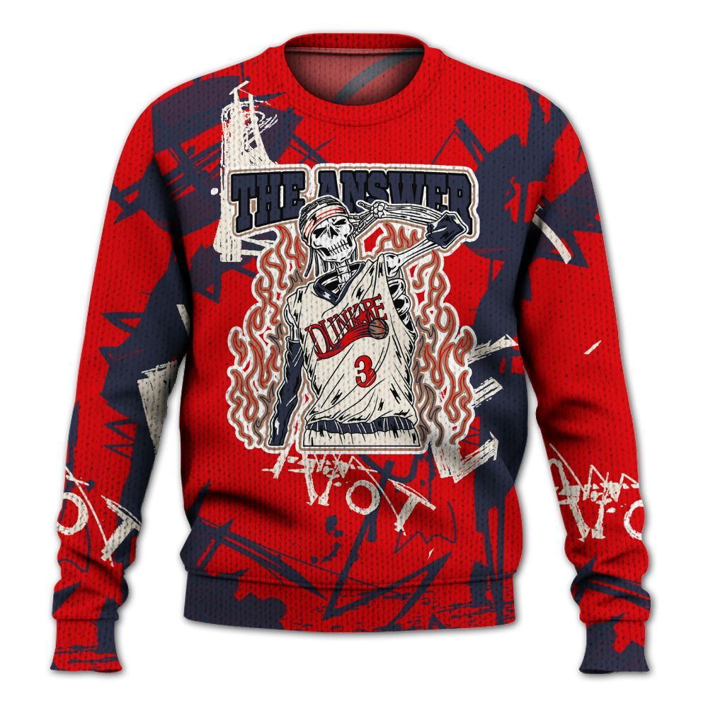 Knitted Sweater To Match Low OG Howard University 1s - Allen Answer Skeleton Messyz