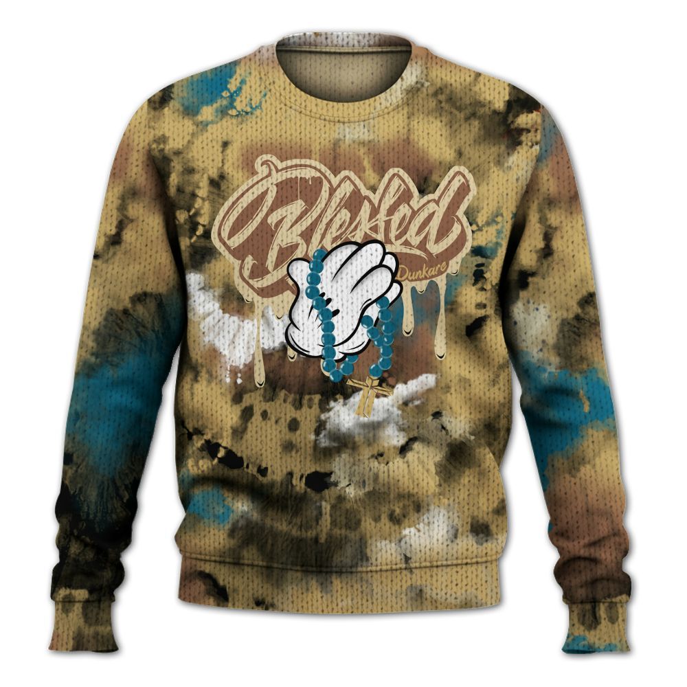 Knitted Sweater To Match Retro Cacao Wow 4s - God Blessed Tie Dye