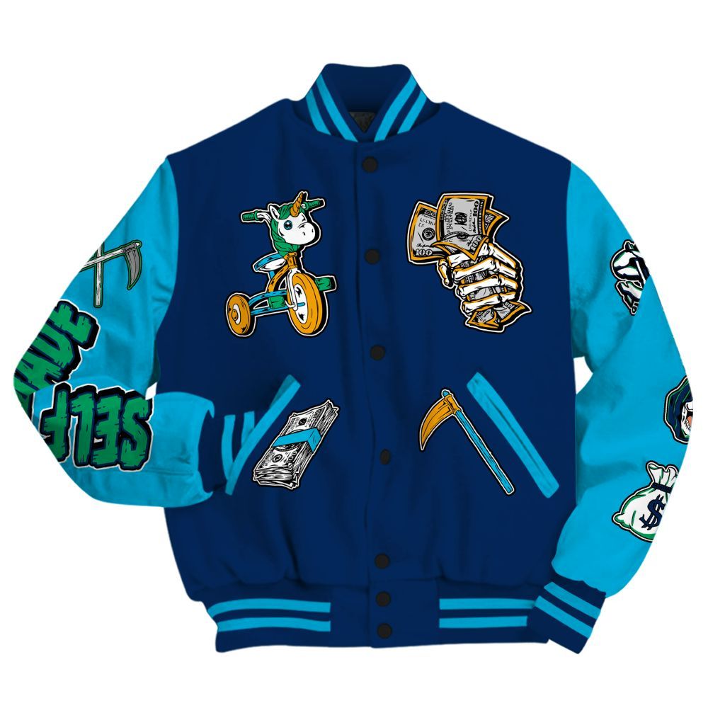 Varsity Jacket To Match Dunk Low GS Electric Algae - Self Make Skeleton All Over Print