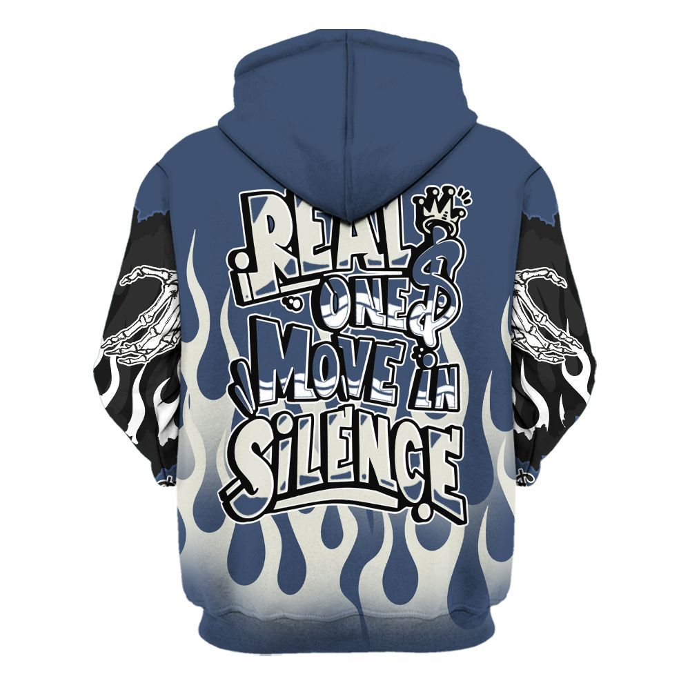 Hoodie To Match Diffused Blue 3s - Ones Move In Silence Graphic Trapped All Over Print