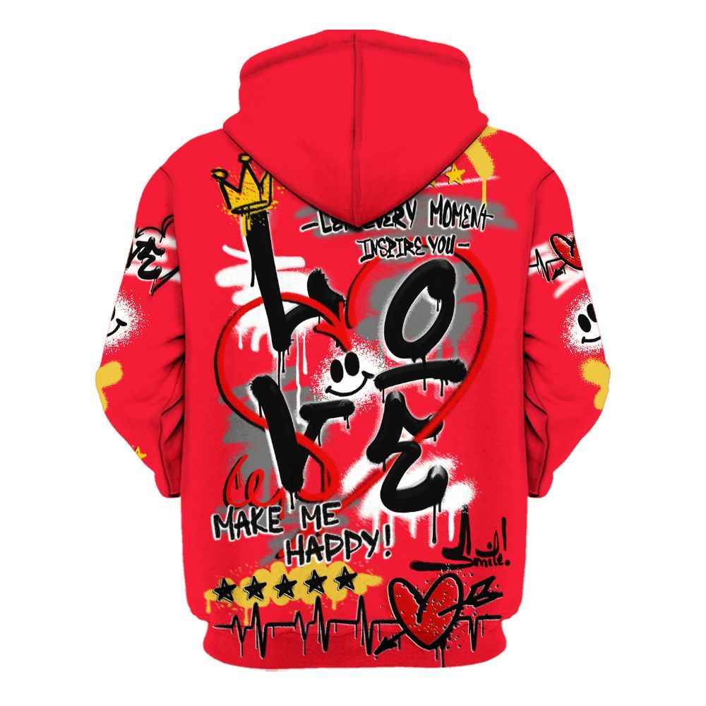 Hoodie To Match KD 18 Air Bakin - Happy Love Beats Graffiti Streetwear All Over Print