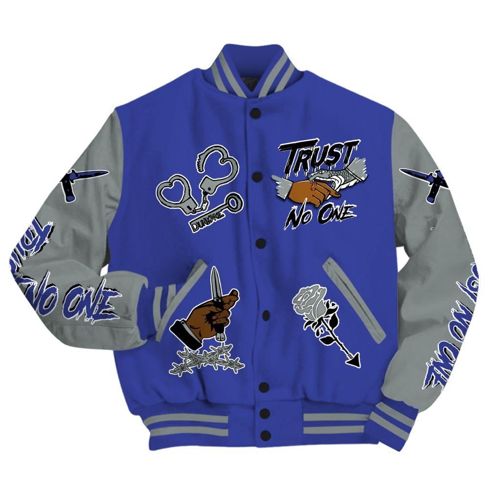 Varsity Jacket To Match Shox TL Royal - Trust No One Dripping All Over Print