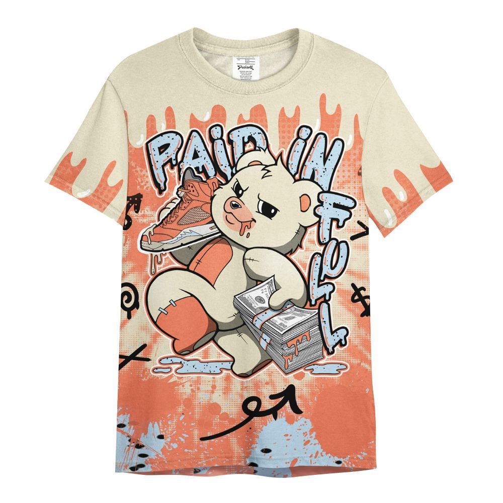 Shirt To Match DJ Khaled Crimson Bliss 5s - Drip Paid In Full Moneys Bear Graphics All Over Print