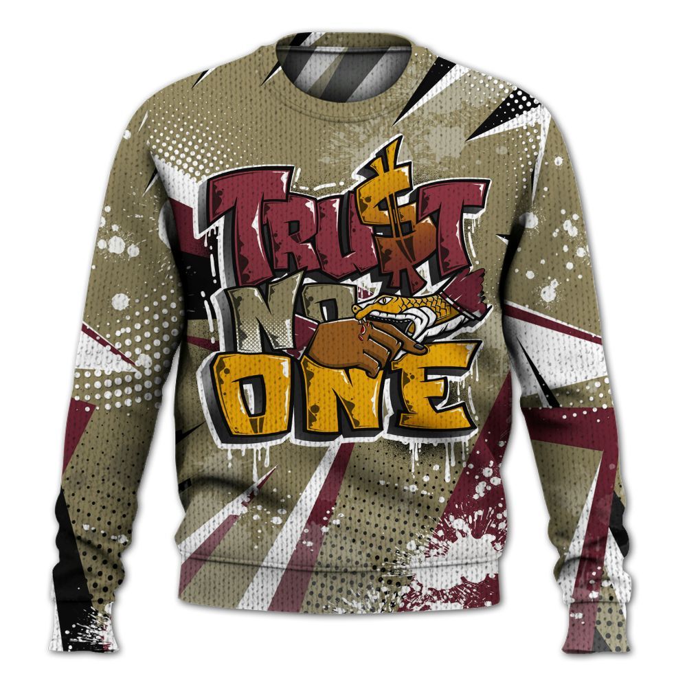 Knitted Sweater To Match Black Olive 7s - Poly Trust No One Dripping