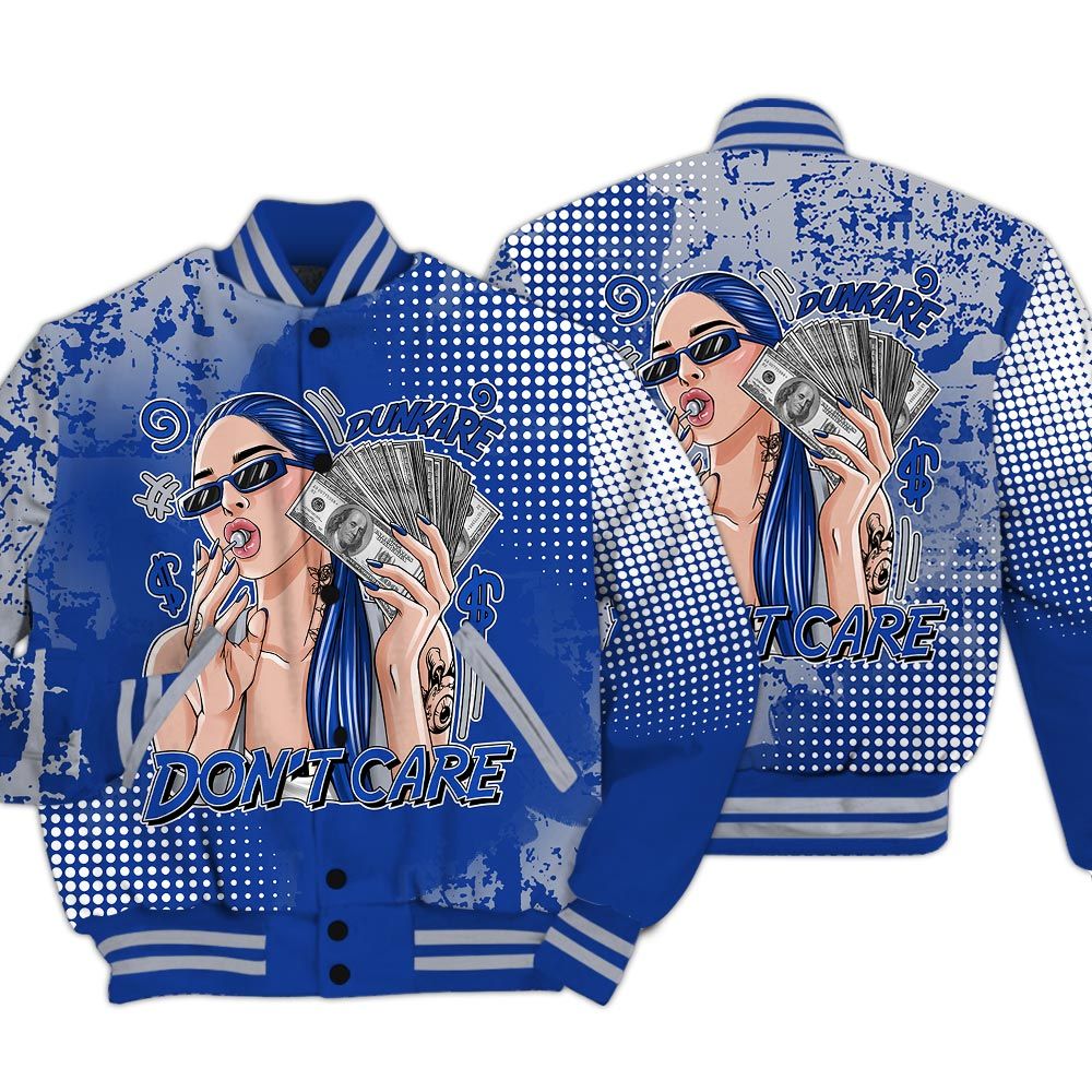 Varsity Jacket To Match Air Foamposite One Royal - IDC Unique Glitch Dot Varsity Jacket Unisex
