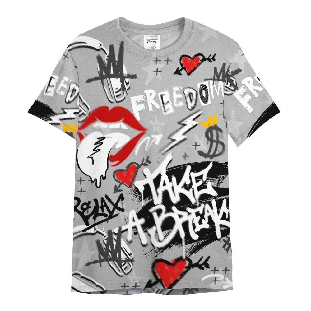 Shirt To Match NOCTA Black 2s - Take Break Freedom Graffiti Streetwear All Over Print