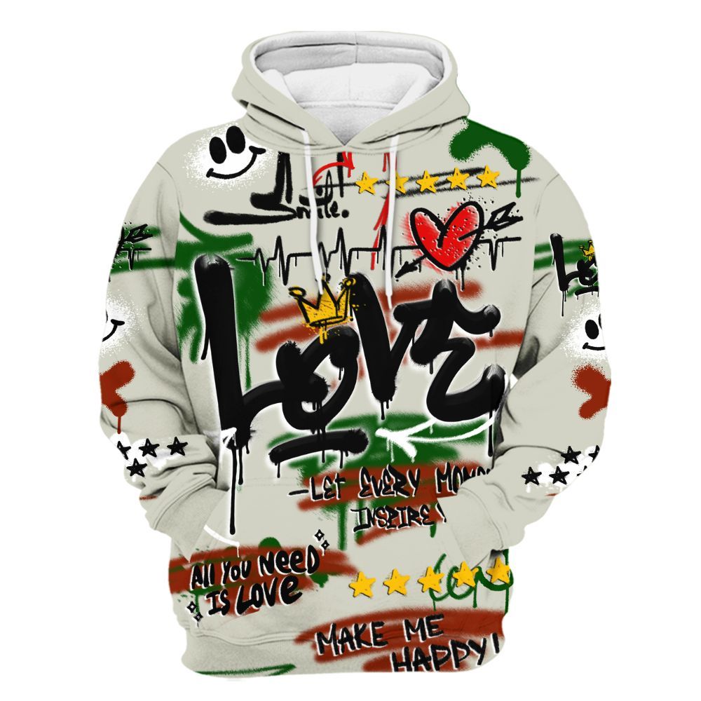 Hoodie To Match El Grito 5s - Happy Love Beats Graffiti Streetwear All Over Print