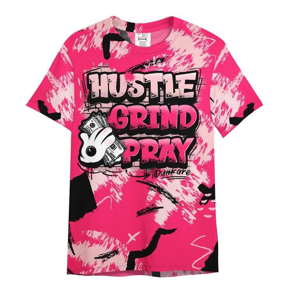 Shirt To Match A'One Hyper Pink Shirt, Hustle Grind Pray Retro All Over Print