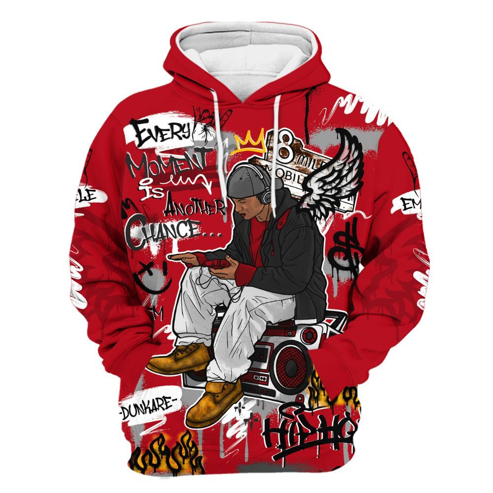 Hoodie To Match Bred Velvet 11s - 8Mile Movie Graffiti All Over Print