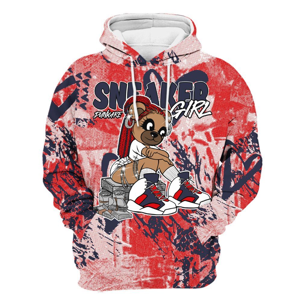 Hoodie To Match Low OG Howard Bison 1s - Sneaker Girl Bear Heart Grunge All Over Print