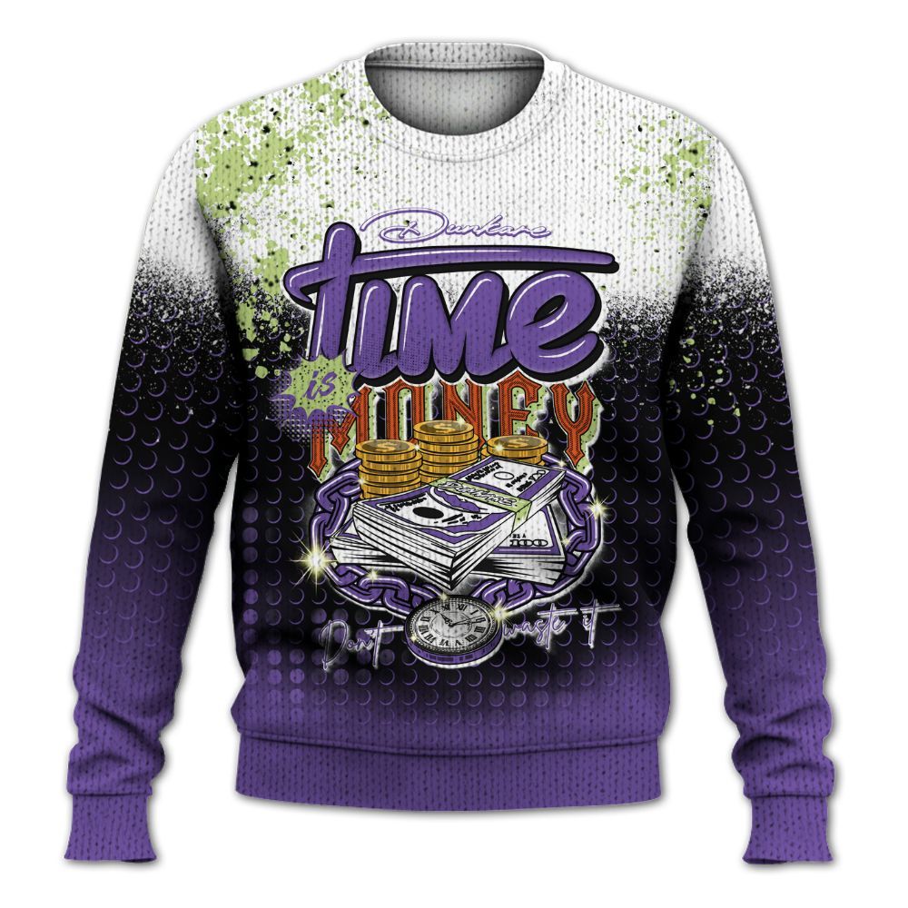 Knitted Sweater To Match Canyon Purple 4s - Halftone Time Is Money