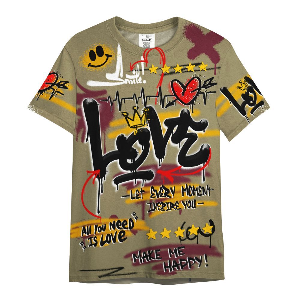 Shirt To Match Black Olive 7s - Happy Love Beats Graffiti Streetwear All Over Print