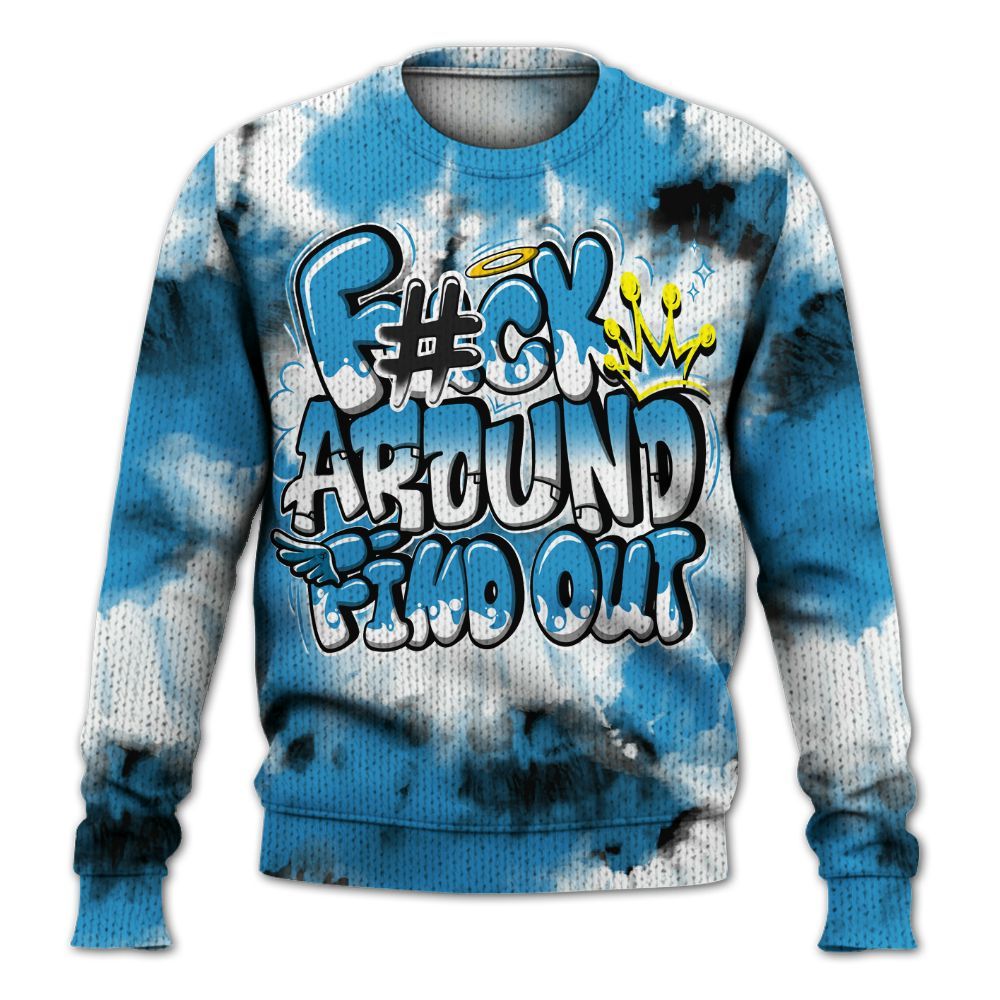 Knitted Sweater To Match Powder Blue 9s - Tie Dye FK Around Find Out