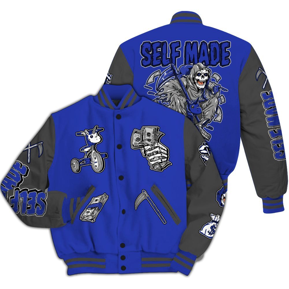 Varsity Jacket To Match Air Max Plus Black Racer Blue - Self Make Skeleton All Over Print