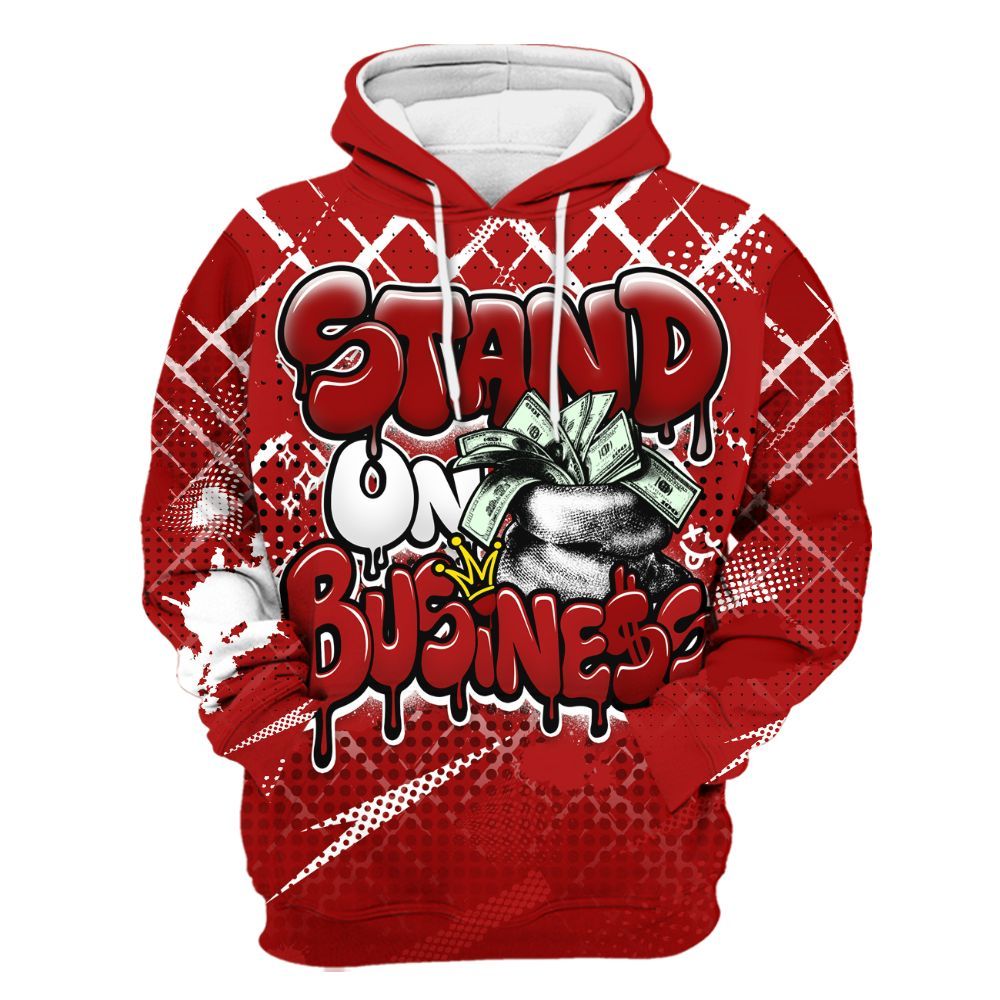 Hoodie To Match Low Terror White University Red 1s - Halftone Stand Business Dripping All Over Print