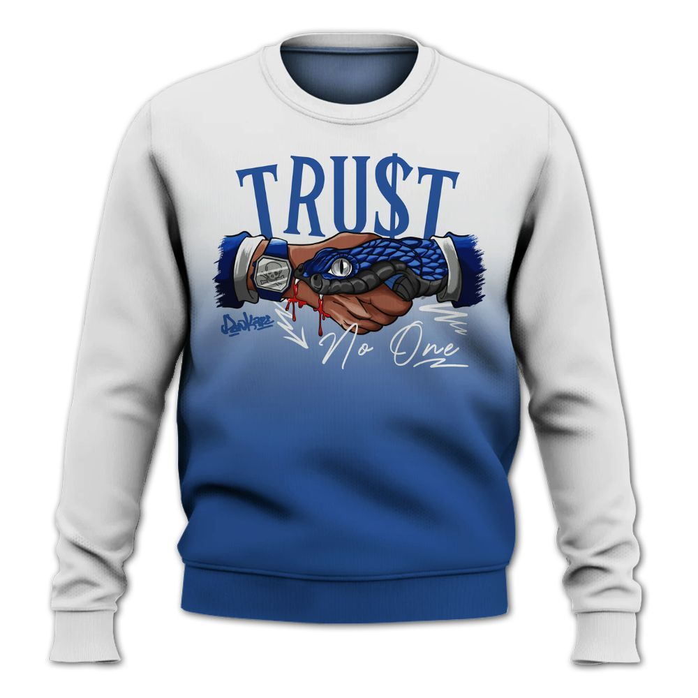 Sweatshirt To Match High OG True Blue 1s - Snake Trust No One Drip All Over Print
