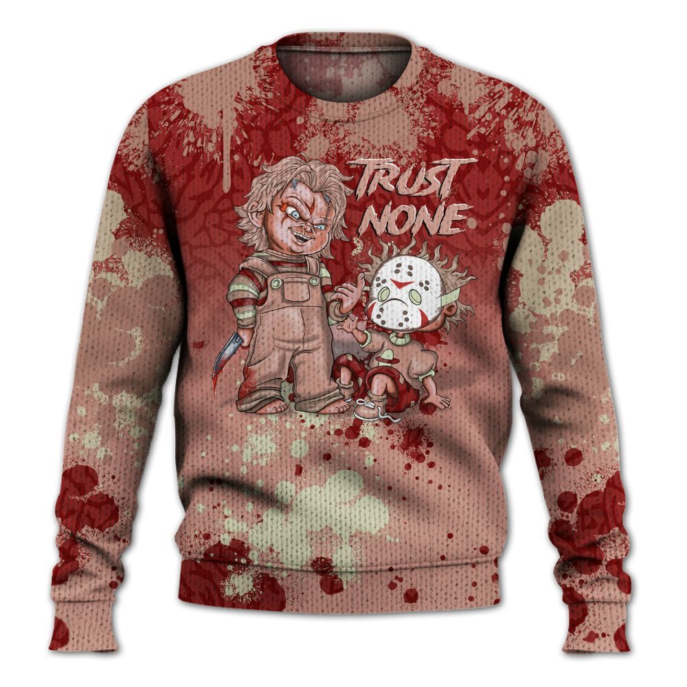 Knitted Sweater To Match Valentines Day 3s - Trust No One Scary
