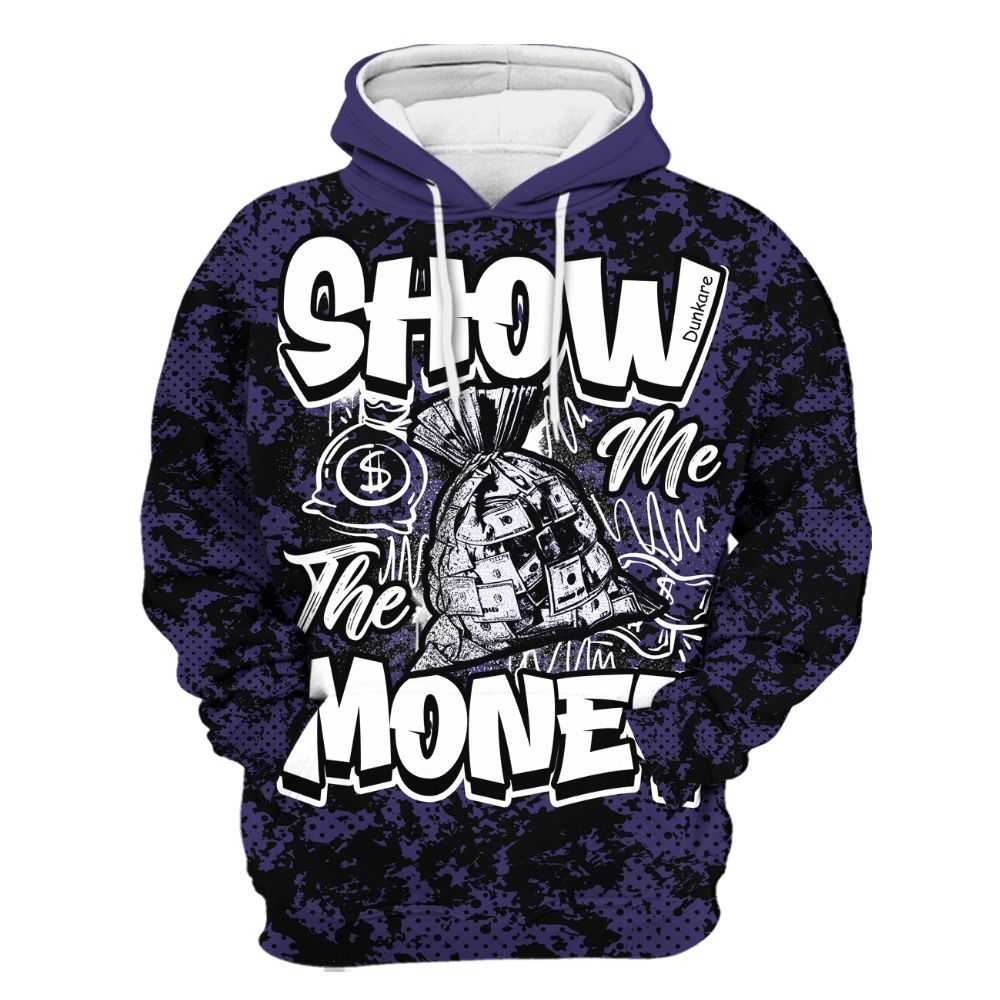Hoodie To Match Retro Court Purple 13s - Show Me The Money Retro All Over Print