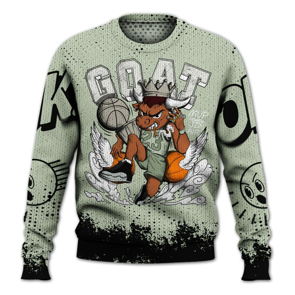 Sweater To Match Seafoam Sail 4s - FlightMan Number 23 G.O.A.T Graphic