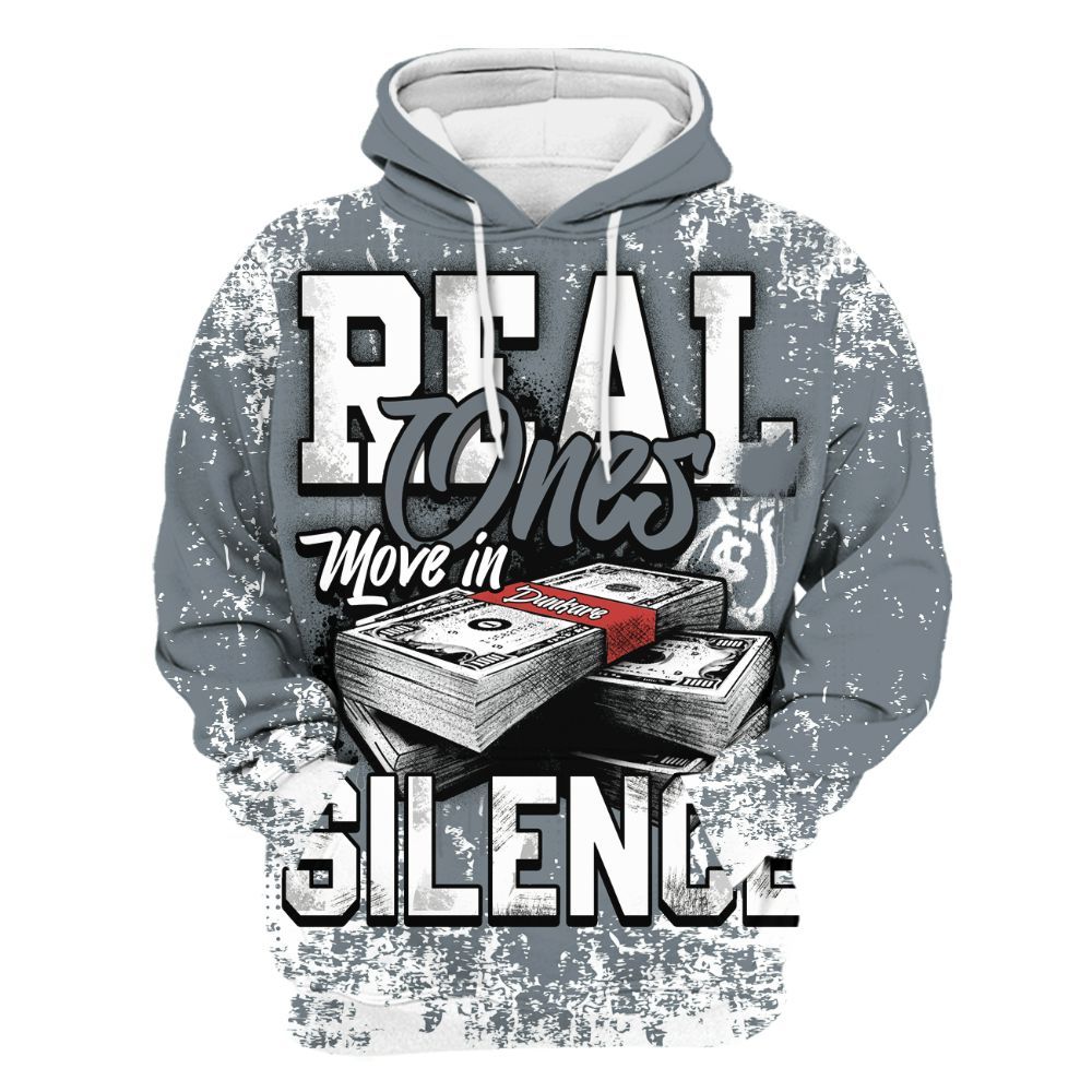 Hoodie To Match Wolf Grey 13s - Move In Silence Money Street Retro All Over Print